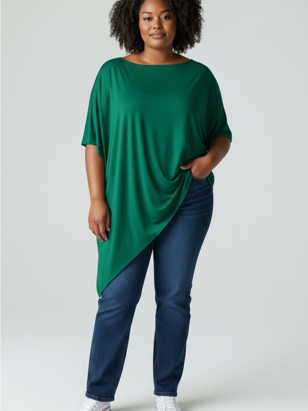 Aldo Emerald Green Asymmetric Draped Tunic